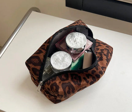 Trousse Maquillage Léopard Brun Velouté