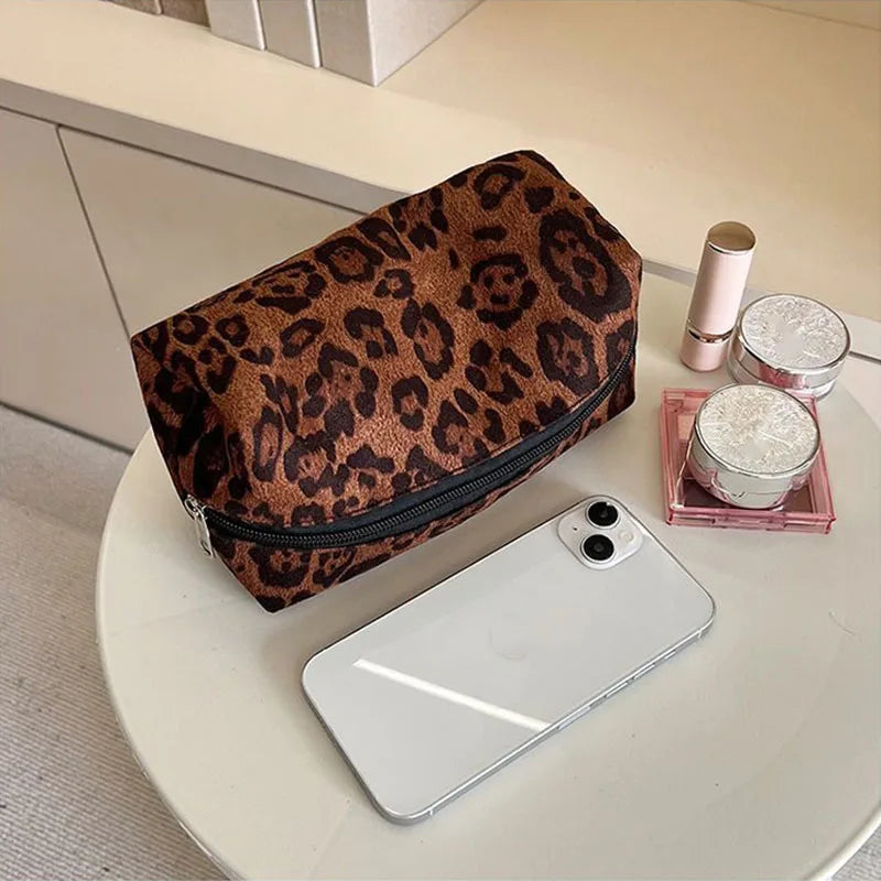 Trousse Maquillage Léopard Brun Velouté