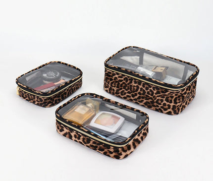 Trousse Maquillage Léopard Transparent Clair