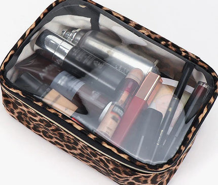 Trousse Maquillage Léopard Transparent Clair