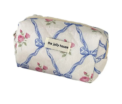 Trousse Maquillage Fleurie Rose Matelassée