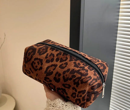 Trousse Maquillage Léopard Brun Velouté