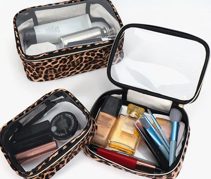 Trousse Maquillage Léopard Transparent Clair