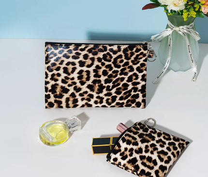 Trousse Maquillage Léopard Brun Élégant