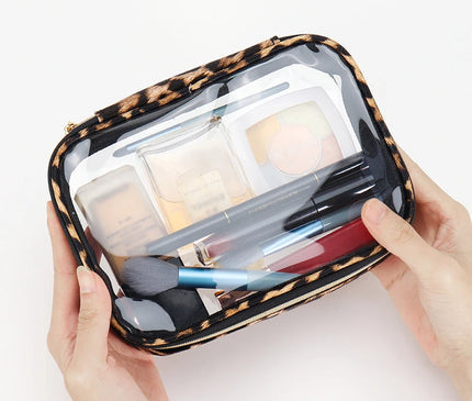 Trousse Maquillage Léopard Transparent Clair