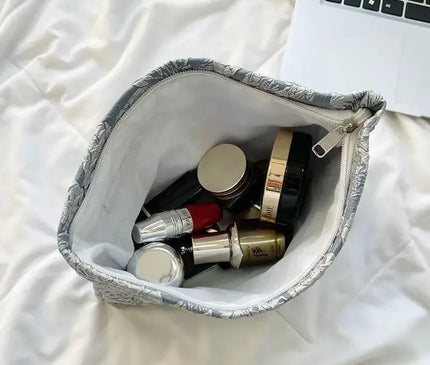 Trousse Maquillage Fleurie Dentelle en Coton