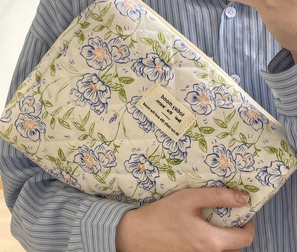 Trousse Maquillage Fleurie Bleu Ciel