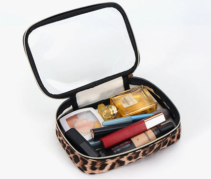 Trousse Maquillage Léopard Transparent Clair