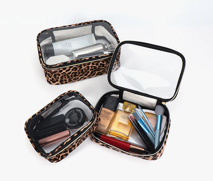 Trousse Maquillage Léopard Transparent Clair