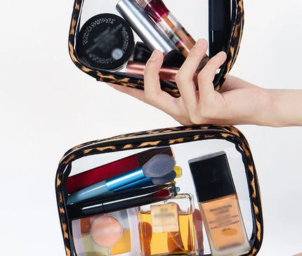 Trousse Maquillage Léopard Transparent Clair