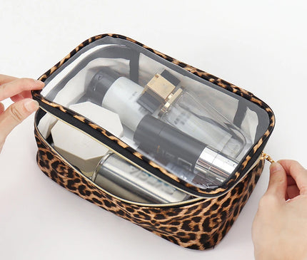 Trousse Maquillage Léopard Transparent Clair