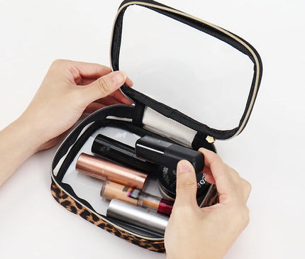 Trousse Maquillage Léopard Transparent Clair