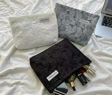 Trousse Maquillage Fleurie Dentelle en Coton