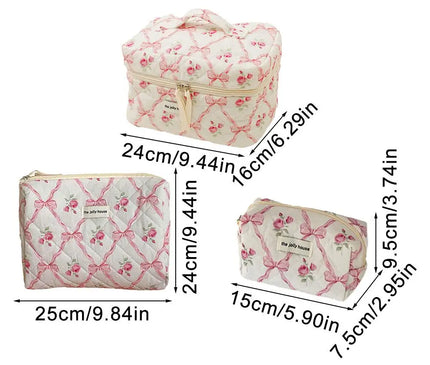 Trousse Maquillage Fleurie Rose Matelassée