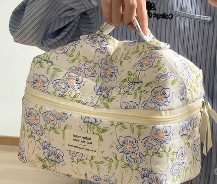 Trousse Maquillage Fleurie Bleu Ciel