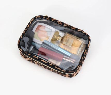 Trousse Maquillage Léopard Transparent Clair