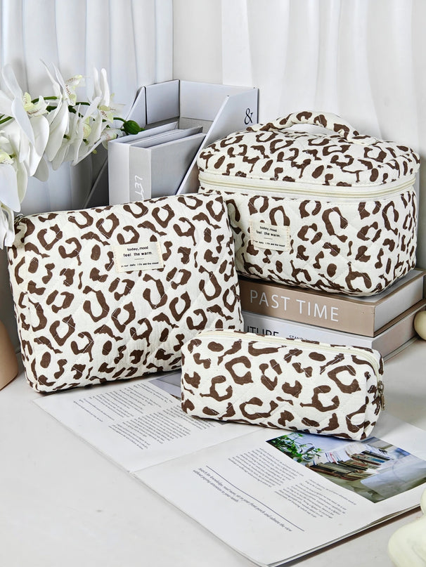 Kit de 3 Trousses Maquillage Léopard Jardin de Savane