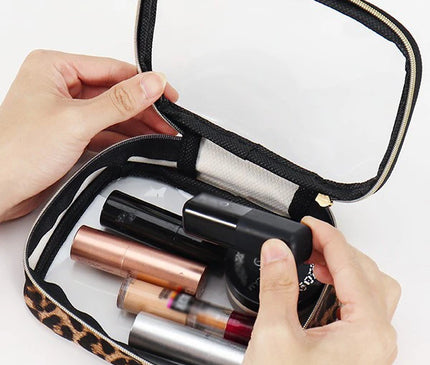 Trousse Maquillage Léopard Transparent Clair