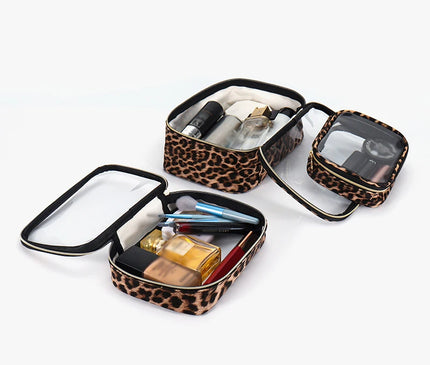 Trousse Maquillage Léopard Transparent Clair