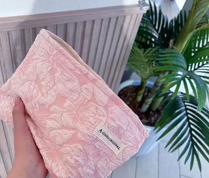 Trousse Maquillage Fleurie Dentelle en Coton